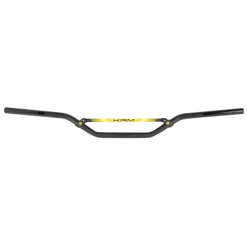 Guidon moto 22.2 mm + barre de renfort | KRM PRO RIDE ALU NOIR/JAUNE
