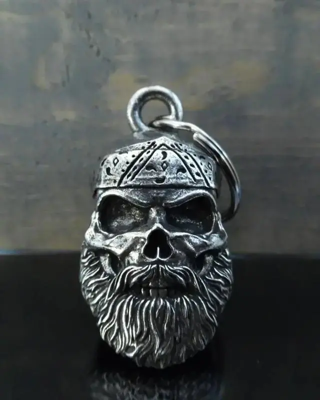 Cloche ange gardien à tête de motard old school